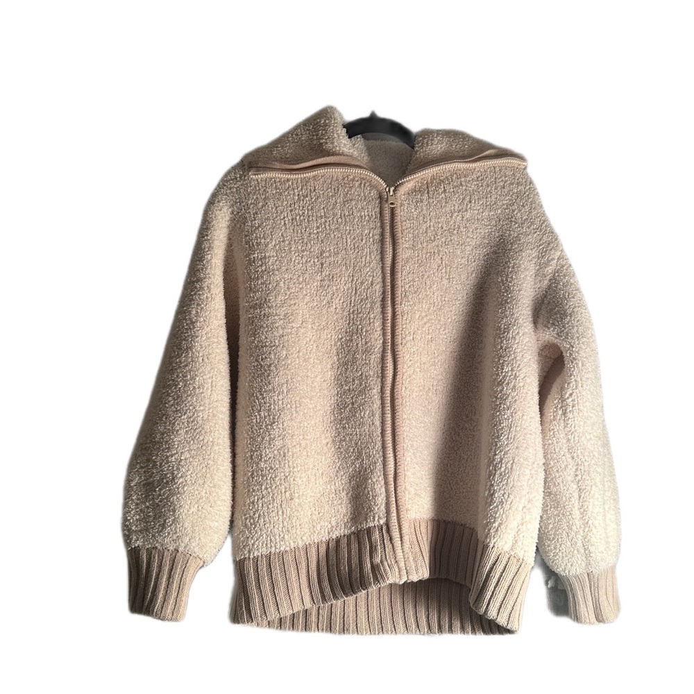 aerie Cream Zip-Front Sherpa Jacket